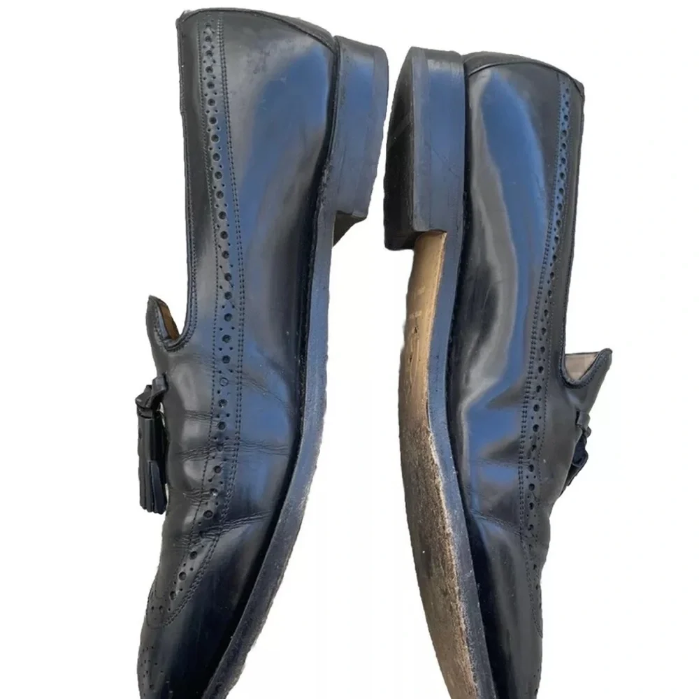 Johnston & Murphy Crown Aristocraft  Black Leather Tassel Loafers Men 10 D USA
